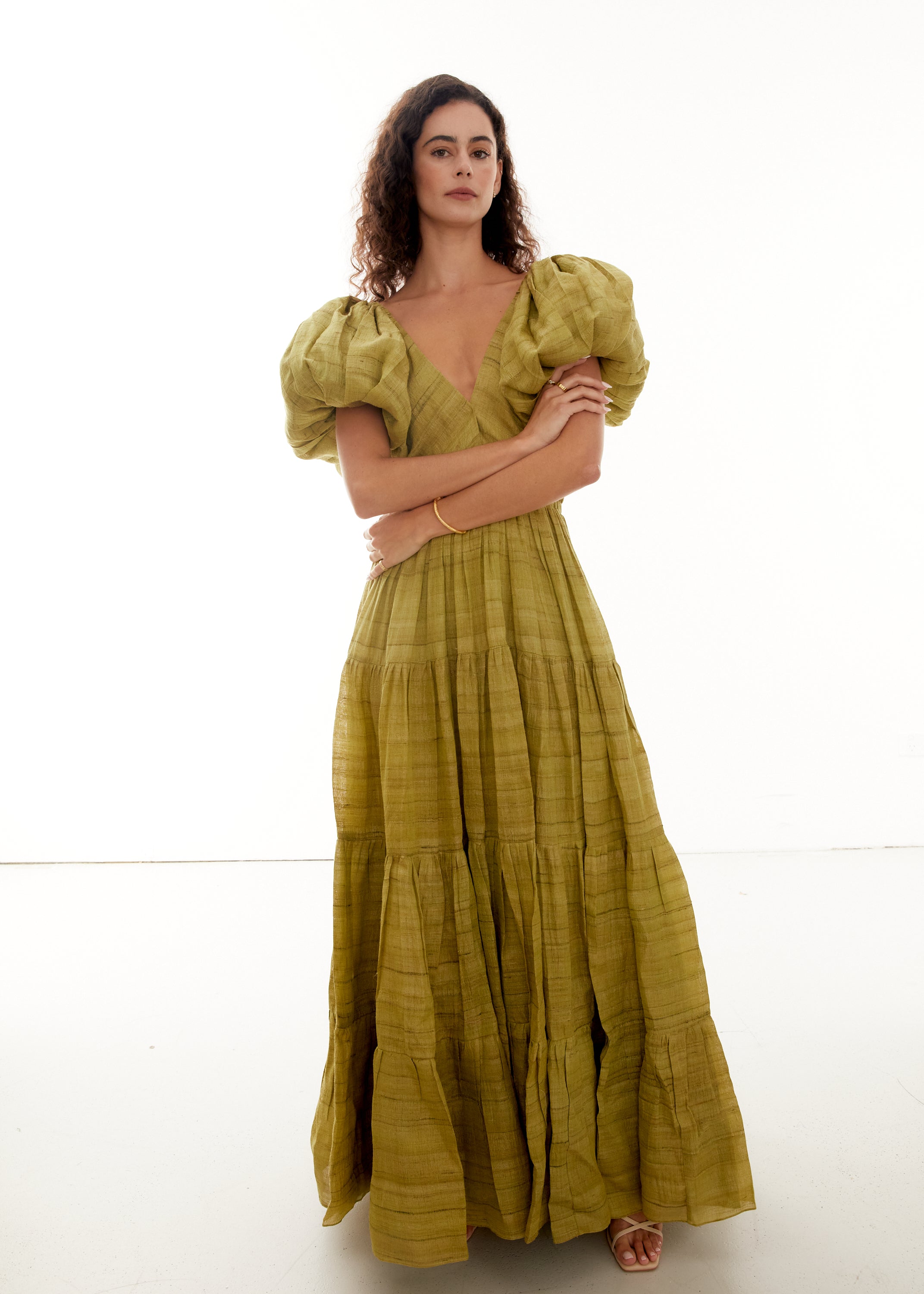 Esme Maxi Gown in Pine, Shop sustainable occasion dresses with Rooh Collective