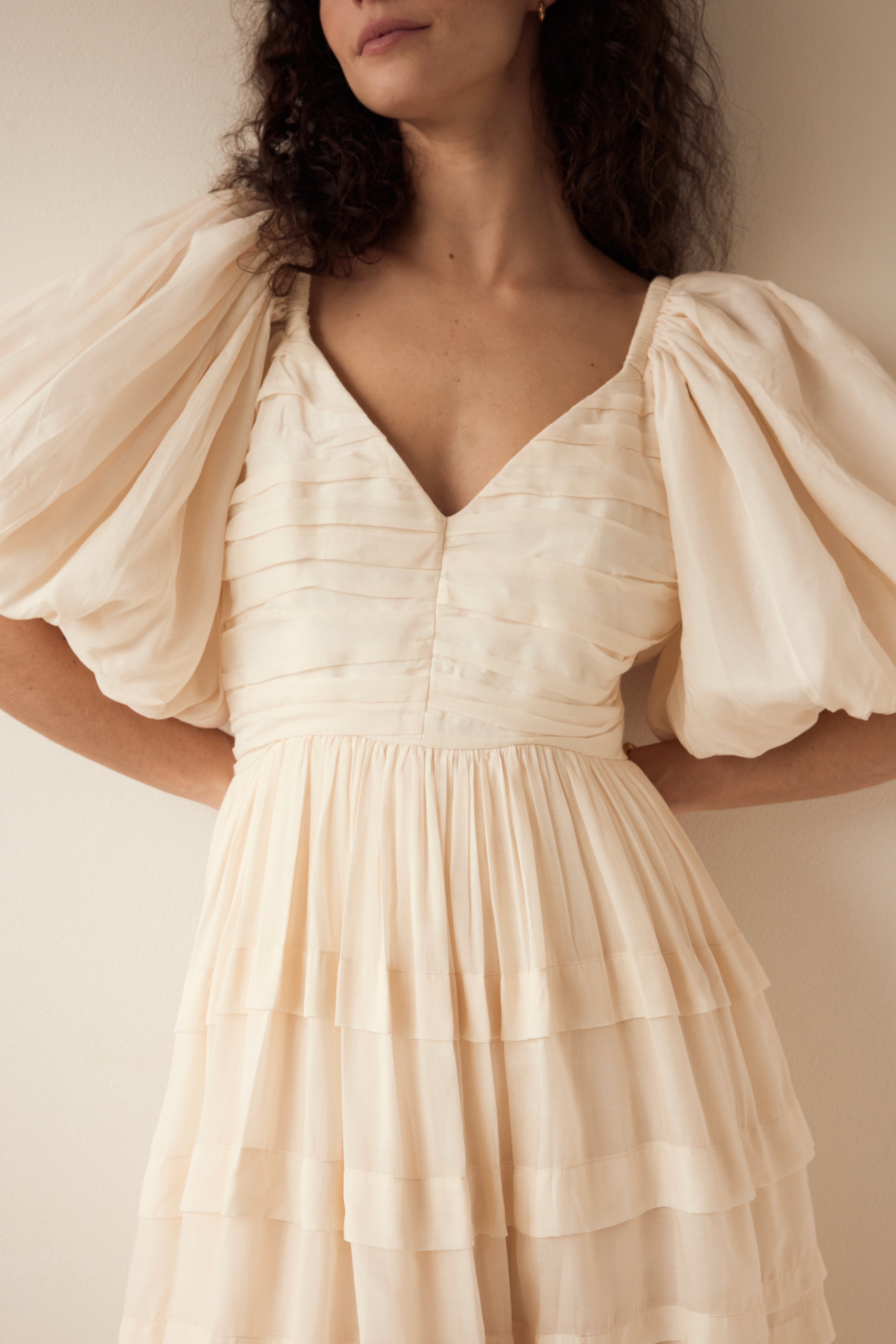 Ava Maxi Dress in Cream, Shop sustainable dresses with Rooh Collective