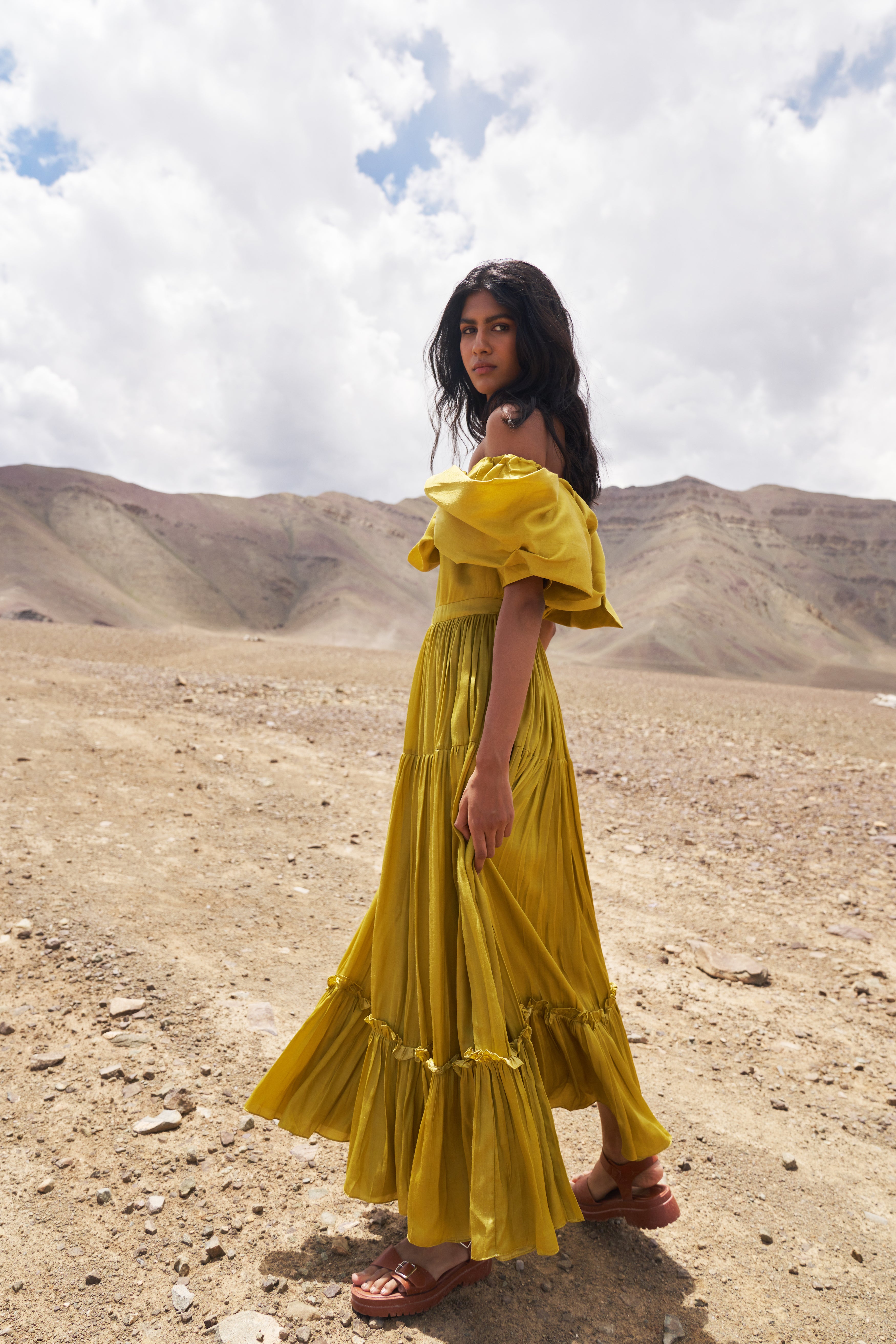 Zoey Midi Dress in Lime, Shop Sustainable Dresses with Rooh Collective